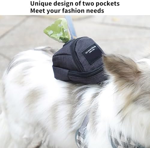 Pet Waste Bag Holder for Outdoor Use with Treat Pocket Oxford Fabric Dispenser Clip on Accessory Pet Holder