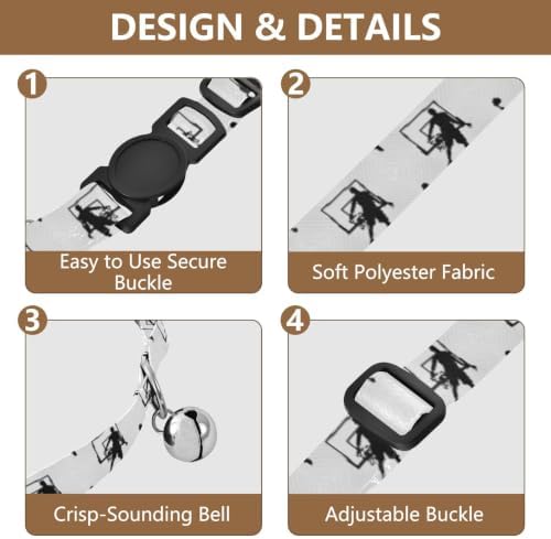 2 Pack Kitten Collars Black Basketball Players Jumping Dog Collar with Bell, Adjustable 10.6 to 17.1 Inches