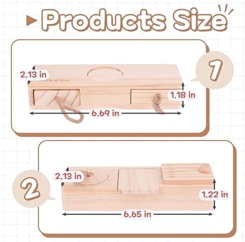 SoulThink® Interactive Guinea Pig Toys - Wooden Rat Toys for Pet Rats, Enrichment & Foraging Activity for Hamster Sniff n' Snack Puzzle for All Small Rodents (2 Sets)