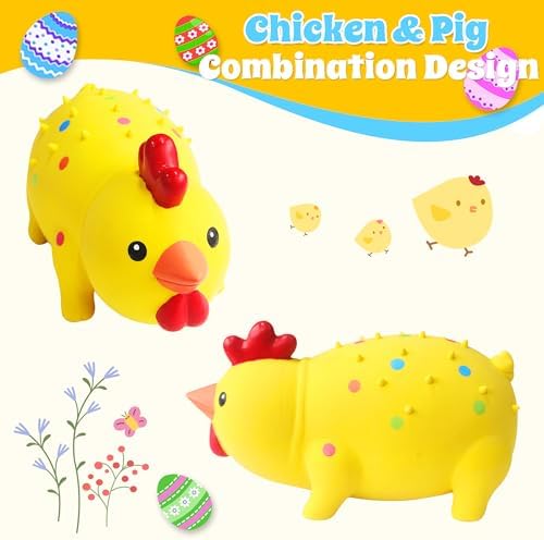 Squeaky Pig Dog Toys, Rubber Pig Dog Toys for Small, Medium & Large Dogs, Durable Interactive Latex Squeaky Chew Toys
