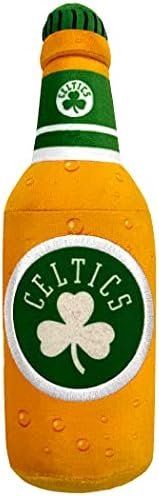 NBA Boston Celtics Beer Bottle Plush Dog & CAT Squeak Toy - Cutest Stadium SODA Bottle Snack Plush Toy for Dogs & Cats with Inner Squeaker & Beautiful Basketball Team Name/Logo
