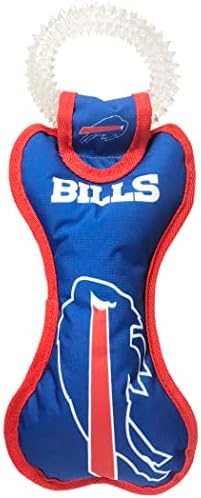 Pets First NFL Buffalo Bills Dental Dog TUG Toy with Squeaker. Tough PET Toy for Healthy Fun, Teething, & Cleaning Pet's Teeth & Gum, Team Color