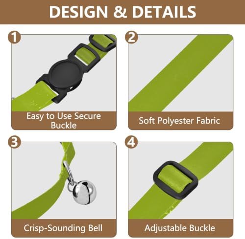 2 Pack Puppy Collar Green Gradient Dog Bell Collar, Adjustable Length 10.6" to 17.1"