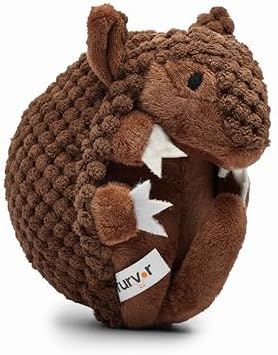 Flourish Pets 3 in 1 Multi-Layer Chew Toy for Active Dogs | Non-Toxic BPA Free Double Stitched Soft Fabric Exterior Dog Toys | Long-Lasting Dog Plush Toys – Large Armadillo 7"