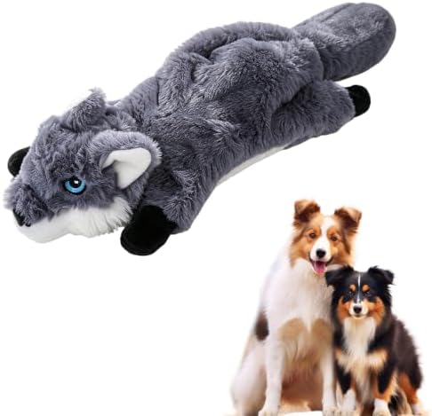 Durable Squeaky Dog Toys for Aggressive Chewers, Indestructible Stuffed Dog Toy for Small Medium Large Dogs, Interactive Chew Teething Puppy Toy for Indoor Outdoor Play (Dark Gray)