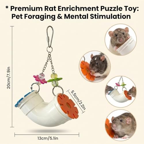2 Pack Mouse Rat Enrichment Toys for Pet Mice -Treat Dispenser Rats Foraging Toy, Hanging Foraging Dispenser for Rats, Mice, Guinea Pig Small Pet