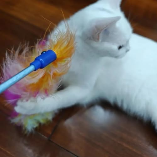 Cat Wand Toys 3 PCS Colorful Teaser Wand with Soft Furry Tail and Bell