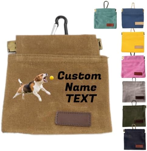 Custom Dog Treat Pouch with Image Logo Name,Portable Puppy Dog Training Treat Bag,Self-Closing Pet Feed Snack Reward,Hand Free Dog Walking Bag with Carabiner