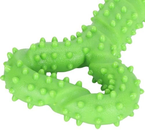 TPR Dog Chew Toy, Bone Shaped Teeth Cleaning Stick with Textured Surface, Green Black, 13 x 4.3 x 1.2 in(Green)
