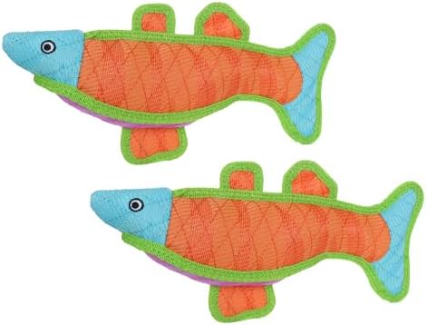Tuffy® - DuraForce® : 2 Pack Fish Dog Toy: Ultra Durable Plush Toy with Multiple Layers & Reinforced Seams, Washable and Floats, DuraForce® Construction