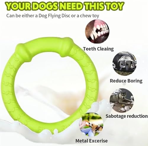 LaRoo Dog Ring Toy, Durable Soft Flying Disc, Thickened, Floatable Pool Toy for Medium Large Dogs, Interactive Tug of War & Fetch Toy for Outdoor Training, Teeth Cleaning & Exercise (Green-11.8inch)