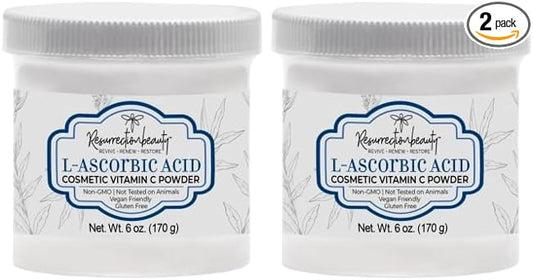 100% Pure L-Ascorbic Acid (Cosmetic Vitamin C Powder for Face) to Make Your Own Premium Beauty Serum, Skincare Mask Treatment, Hyaluronic Serums with VIT C & DIY Facial Skin Care Products 6 OZ-2 Pack