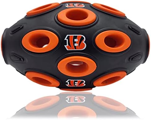 NFL Cincinnati Bengals Football Treat Dispensing Toy for Dogs and Cats, Rubber Ball Dog Toy, Interactive Fun Dog Treat Toy, Natural Rubber Dog Feeding Toy