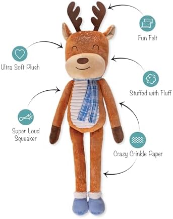 Fringe Studio Pet Toy, DASHIN’ Around Large Reindeer Plush Dog Toy 28" H, PetShop Collection (728033)