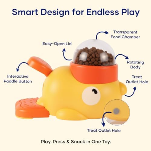 Interactive Duck Toy – Treat Dispenser for Pets | Slow Feeder Puzzle Toy for Mental Stimulation & IQ Training | Interactive Cat Toy & Dog Enrichment Toy | Durable & Easy to Clean