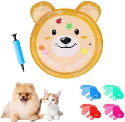 2026 Upgraded Cat Water Mat – 5-Layer Anti-Scratch Leak-Proof Sensory Play Mat for Indoor Cats, BPA-Free Cooling Water Pad, Interactive Enrichment Toy (S13, 65 * 65CM, 4 Fish + Pump Included)