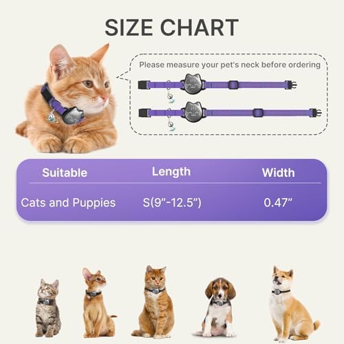 AirTag Cat Collar, Reflective Breakaway Collar, Hidden Holder with Bell | Compatible with Apple AirTag 1st & 2nd Gen, Lightweight Water-Resistant Strap for Cats, AirTag Not Included