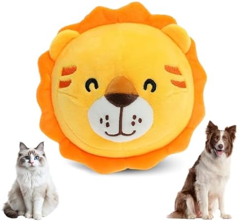Jiexily Interactive Dog Toys, 2025 New Active Moving Pet Plush Toy, Squeaky Moving Ball Puppy Toys, Rechargeable Cartoon Plush Bounce Talking Toys to Keep Them Busy (Lion)
