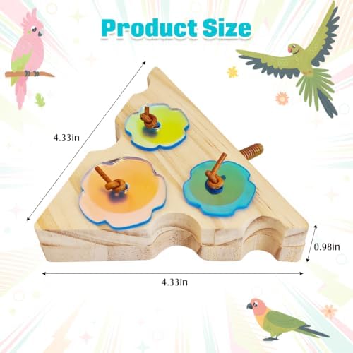 PINVNBY Wooden Bird Foraging Toy Interactive Parrots Foraging Toys Training Chewing Parakeet Toy Triangle Parakeets Enrichment Toys Bird Cage Accessories for Budgies Cockatiels