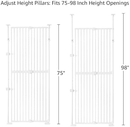 unipaws 75" H Extra Tall Cat Safety Gate, Auto Closing and No Drilling | Fit for 21"-34" Wide and 75"-98" Height Opening, Fit for Doorway Hallway Stairs, Cat Dog Proof, Indoor Use, White