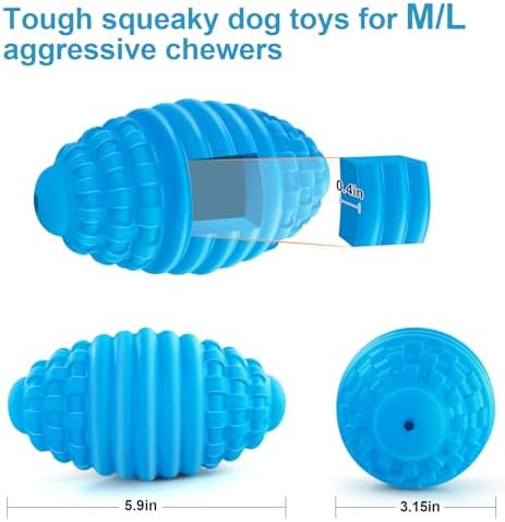 Tough Squeaky Dog Toys for Aggressive Chewers, Indestructible Dog Balls for Aggressive Chewers, Interactive Squeaky Balls for Dogs to Busy, Rubber Aggressive Chew Toys for Boredom