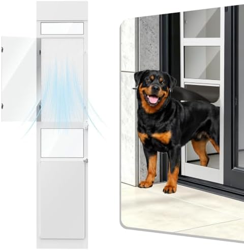 Dog Door for Sliding Glass Door with Screen Design, Adjustable Doggie Door for Large Dogs Up to 200 lbs, Fits Height 75 4/5" to 80 3/10"
