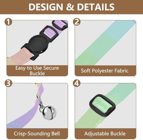 Pastel Rainbow Polka Dot Cat Collars 2 Pack Collar for Puppy Adjustable Length 10.6" to 17.1"