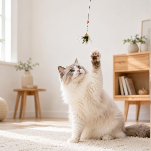 6 Pcs Cat Wand Attachments, Cute Simulation Insect Cat Wand Toys