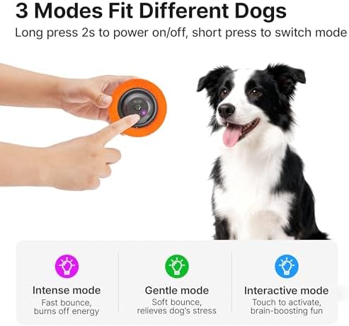 Potaroma Dog Ball with Rope Handle, Motion Activated Bouncing E-TPU Toy