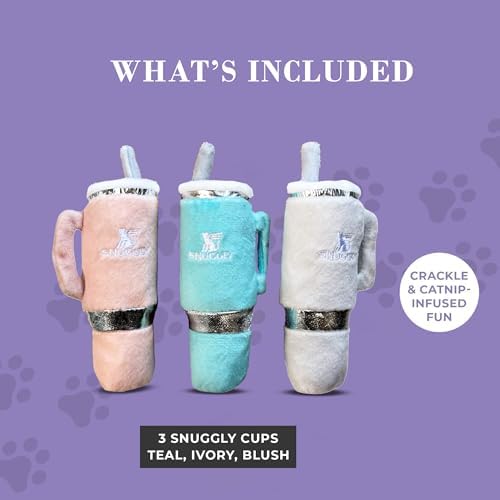 Haute Diggity Kitty Snuggly Cups Set, Soft Plush Cat Toys