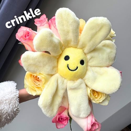 CECE PAW Interactive Puppy Plush Toys - Crinkle Flower Rope Toy, Chew Toys for Teething for Small & Medium Dogs