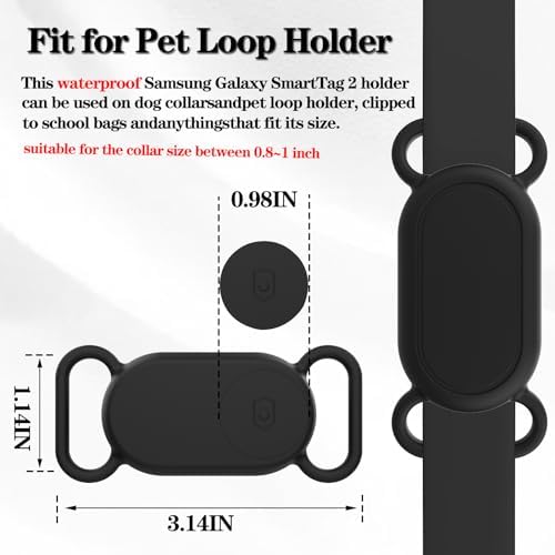 Waterproof Dog Collar Holder Compatible with Samsung Galaxy SmartTag 2 | Silicone GPS Tracker Hidden for Samsung Tag 2, Anti-Lost Dog Collar Smart Tag 2 Case(Pink)