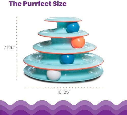 Catstages Chase Meowtain 4-Tier Interactive Cat Track Toy, 10.1" x 7.1" | 4-Level Tower, 4 Spinning Balls, Non-Slip Base, Interactive Enrichment, Indoor Cats & Kittens, Multi-Cat Homes