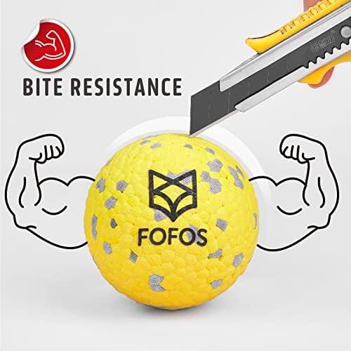 FOFOS Dog Balls Tennis Balls Dog Chew Toys for Aggressive Chewers ETPU 4Pcs