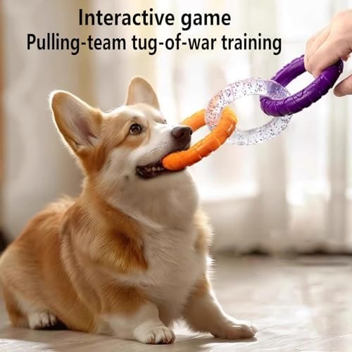 RXT 3-Ring Tug Dog Toy for Dogs Training Teething,Interactive Fetch Toy,Sturdy & Water Resistant Dog Chew Toy, Dog Teething Toys for Puppy Small Medium Large Breeds