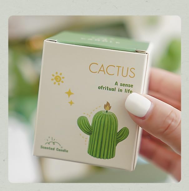 4 Scented Cactus Candle Gift Set, Moss Green Sage Green Pink White, Arizona Boho Spring Summer Gifts for Women, Friends & Classmates