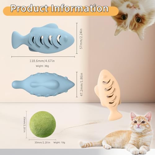 2Pcs Silicone Cat Toys, Multi-Functional Treat Dispenser, Interactive Feeder Toy for Indoor Cats, Food Puzzle Kitten Toys, Pet Training Toy with Catnip Ball (Pink&Green/Blue)
