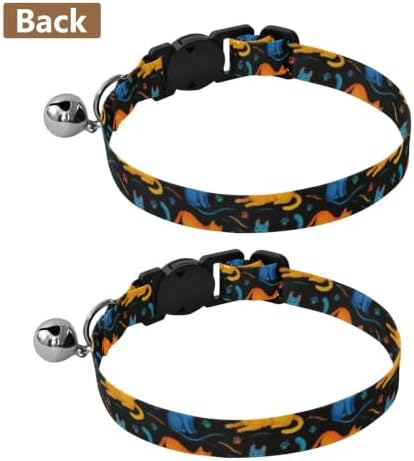 Cute Cats Black Cat Collars with Bell 2 Pack Pet Collar Adjustable 10.6 to 17.1 Inches