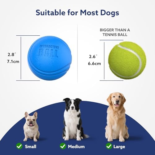 AIPERRO Interactive Dog Toys Ball, Smart Action Activated Rechargeable Pet Toy, TPU Material, IPX7 Waterproof Rating, Automatic Rotating/Bouncing/Moving, Suitable for Small/Medium Dogs-Blue
