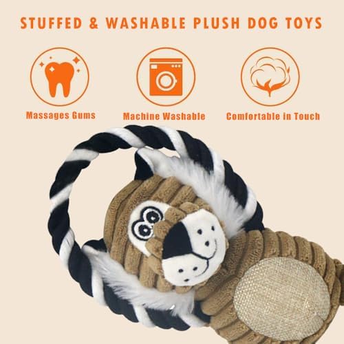 Duck Rope Dog Toy, Plush Lion Squeaky Dog Toy, 2 Pack