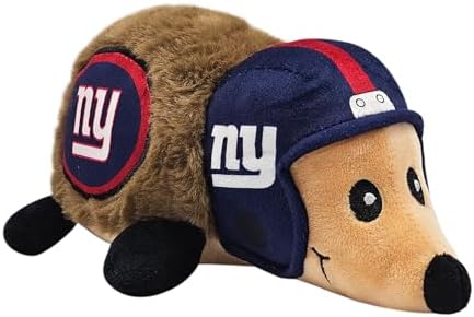 NFL New York Giants Plush Hedgehog Toy for Dogs & Cats, Cool Soft Pet Toy for Fun and Interactive Play, Dog Chew Toy with Squeaker, Licensed Hot Pet Toy