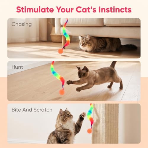 LLOUSSAK 7Pcs Colorful Bouncy Balls for Cats Cat Worm Toy Bouncy Cat Toys
