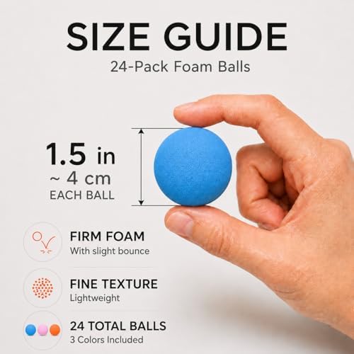 Rawry Foam Ball Cat Toy for Indoor Cats & Kittens, 24 Pack, Three Colors
