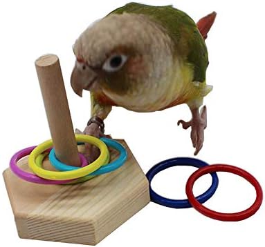 QBLEEV Bird Tabletop Toy, Parrot Activity & Training Trick Color Ring Toys