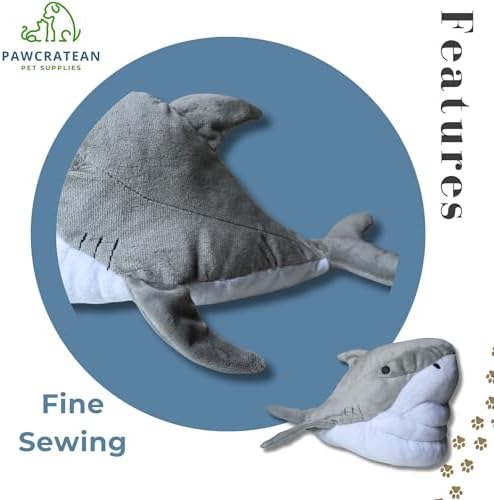 7" Squeaky Plush Toy for Puppies Small Dogs, Grey Shark