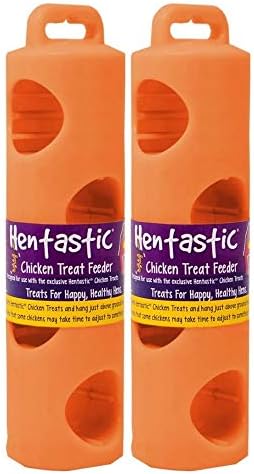 Unipet Hentastic Hanging 4-Hole Chicken Treat Feeder Toy, Orange (2 Pack)