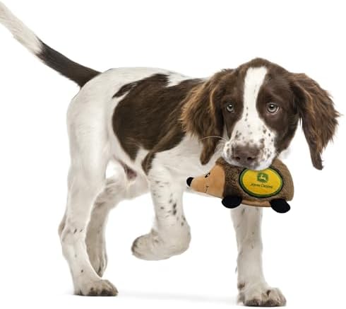 John Deere Plush Hedgehog Toy for Dogs & Cats, Cool Soft Pet Toy for Fun and Interactive Play, Dog Chew Toy with Squeaker, Licensed Hot Pet Toy