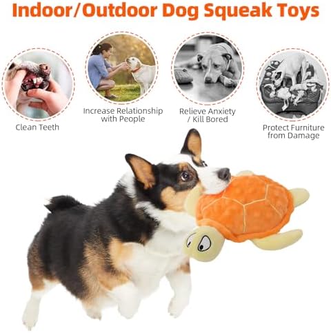 Squeaky Toys for Dogs, 2 Pack Turtle Dog Toy Plush Crinkle Dog Toys to Keep Them Busy, Interactive Squeak Stuffed Pet Chew Toys for Small to Medium Dogs Teething Training Reduce Boredom