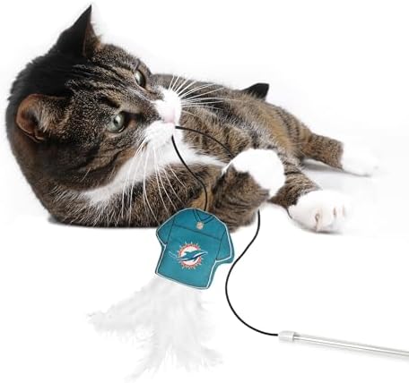 Pets First NFL Miami Dolphins Team Jersey Wand with CAT NIP, Cat Toy Jersey Shaped Plush Teaser Toy for Cats & Kittens - Interactive Pet Toy for Play & Exercise