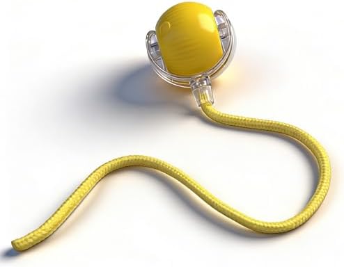 Interactive Smart Wake Pet Ball with Teaser Tail for Cats & Dogs（Yellow）